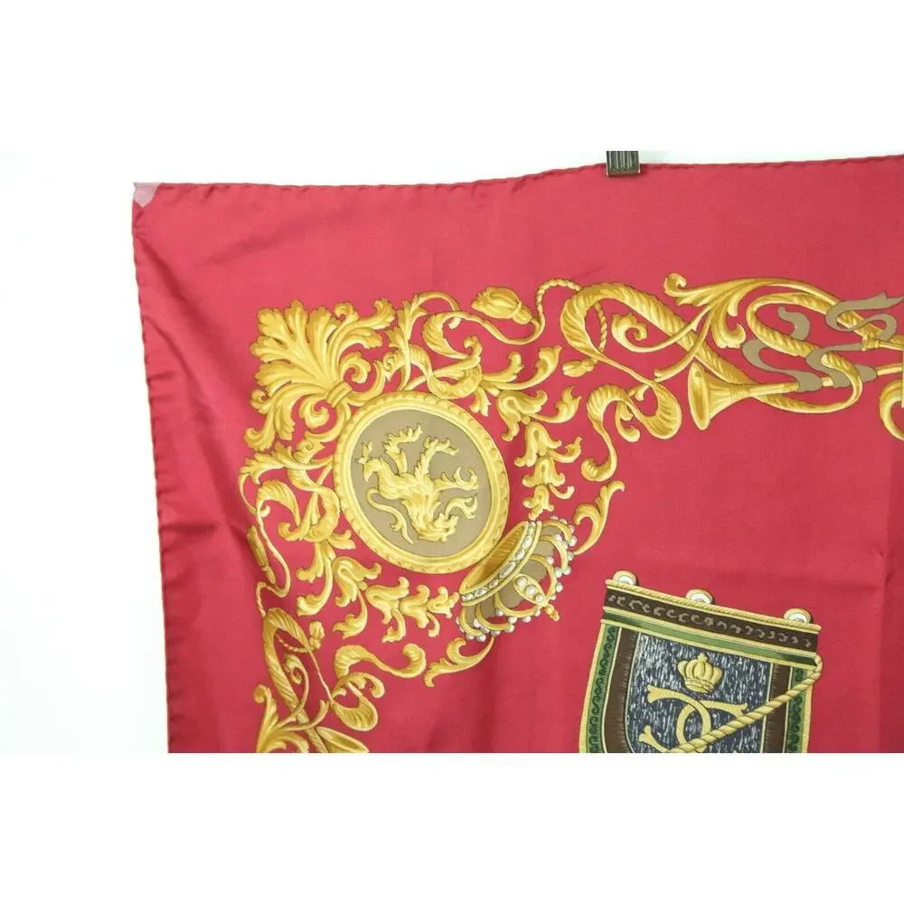Belvedere Silk Scarf Baroque Scroll‎ Drums Crest Old Money 34